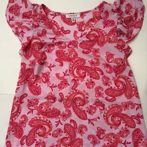 Chaus Pink Paisley Short Sleeved Blouse